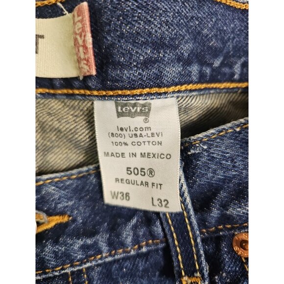VTG Levi's Jeans 505 Mens 36x32 Dark Wash Blue Denim Regular Fit Straight Y2K - Picture 6 of 9